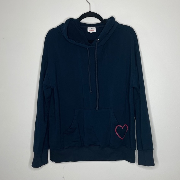 SUNDRY Heart Patch Hoodie in Blue - Picture 7 of 9